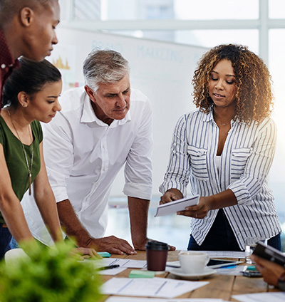 Shot of employees working in a modern office